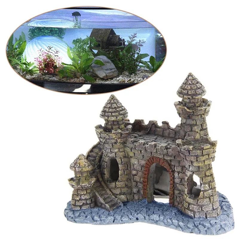 Polyresin Castle Tower Aquarium Ornament Fish Tank Decoration Accessoriesin Habitat Decor from