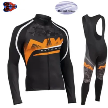 

2019 Team Long Sleeve NW Cycling Set Winter Thermal Fleece Cycling Jerseys Ropa Maillot Ciclismo Bicycle Cycling Clothing 9D
