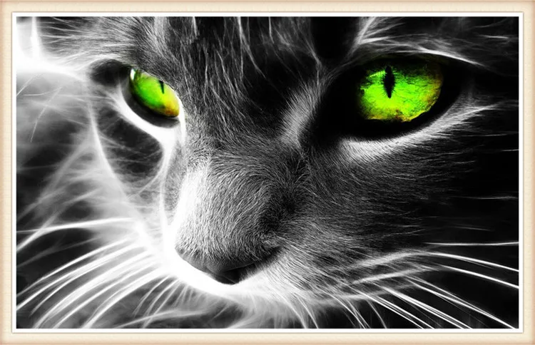 

Art DIY 5D Diamond Mosaic green-eyed Cats Handmade Diamond Painting Cross Stitch Kits Diamond Embroidery Patterns Rhinestones