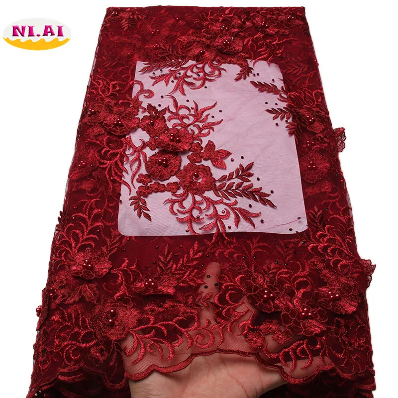 Download Aliexpress.com : Buy Wine Color Lace Aafrican Fabrics Pearls Net Embroidery Fabric African Lace ...