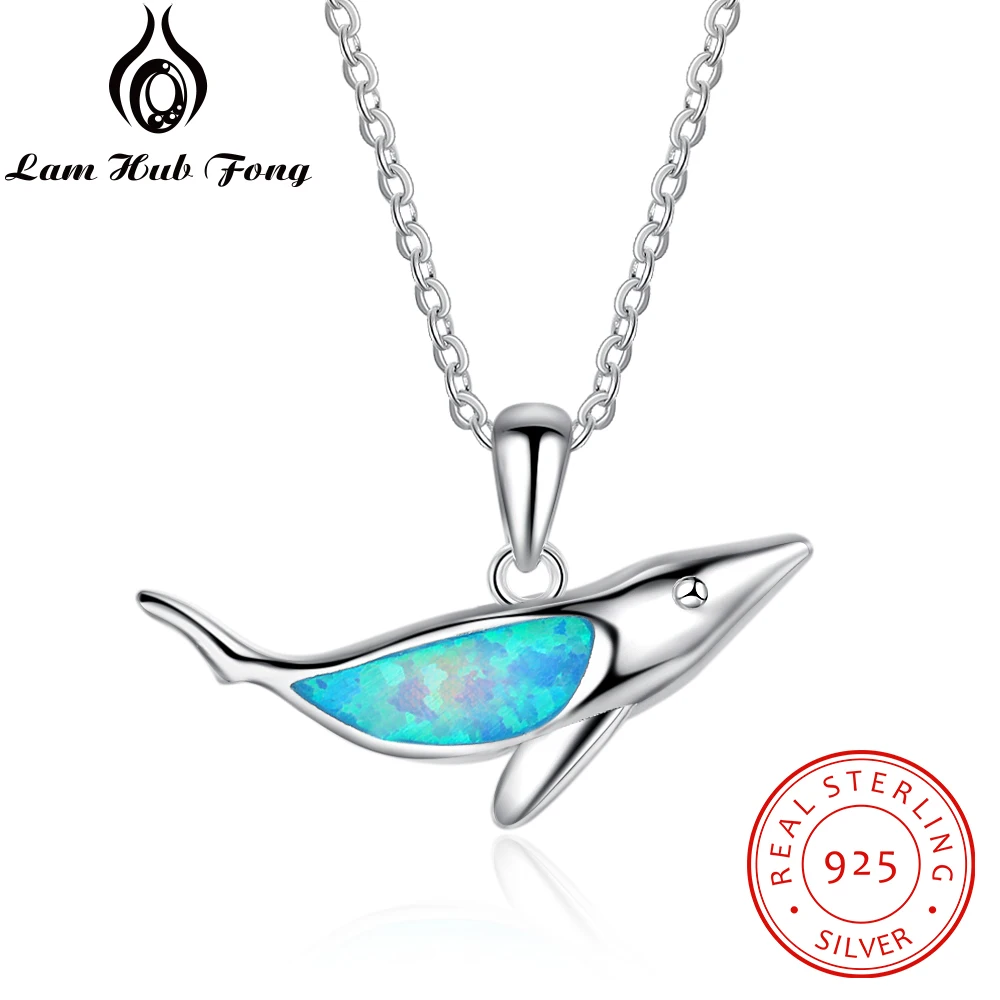 

Ocean Style 100% 925 Sterling Silver Necklace Wth Shark Shape Blue Fire Opal Pendant Women Chain Necklaces Jewelry (NE102110)