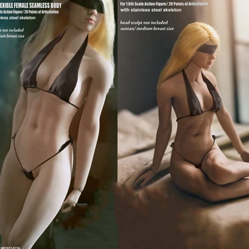 

S22A/S23B Skins 1/6 Super Flexible Sexy Seamless Middle Bust Female Body Metal Skeleton Detachable Foot Model for 1:6 Head Doll