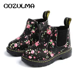 COZULMA Kids ботильоны для девочек и мальчиков Цветочный принт Челси сапоги для девочек осенние ботинки martin детская зимняя обувь размер 21-36