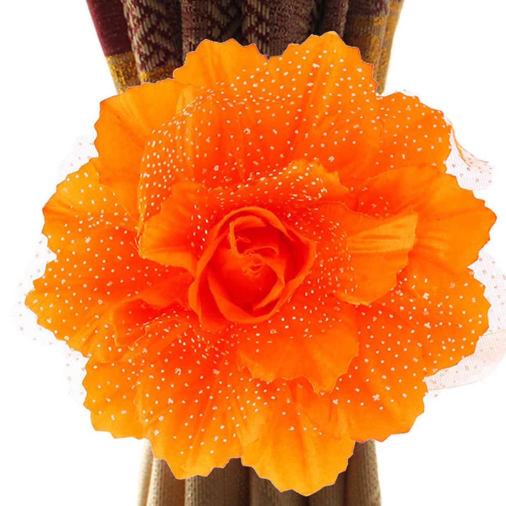 Практичная оконная занавеска Tieback клип-на роза цветок Галстук Держатель драпировка украшение домашний декор - Цвет: Orange
