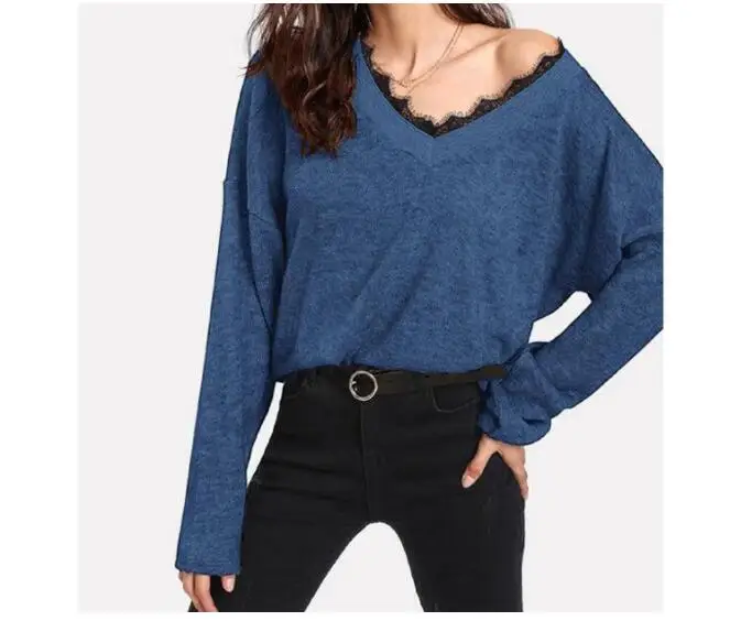 V Neck Sweaters Women Spring Long Sleeve Lace Tops Female Casual Jumper Streetwear Sexy Casual Loose Sweater Pullover V Neck Sweaters Women Spring Long Sleeve Lace Tops Female Casual Jumper Streetwear Sexy Casual Loose Sweater Pullover