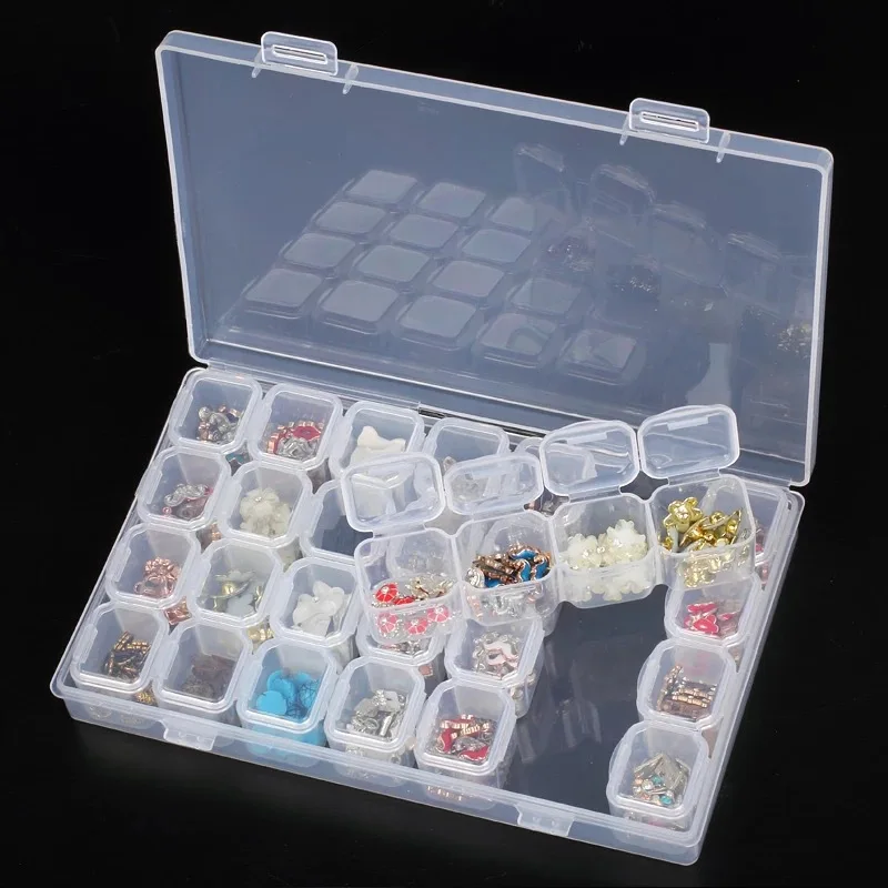 Коробки для хранения для алмазной живописи 28 решеток контейнер разборная коробка для алмазной живописи аксессуары для вышивки