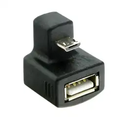 Вниз прямоугольный 180 градусов микро USB OTG к USB 2,0 Женский адаптер расширения для сотового телефона и планшета