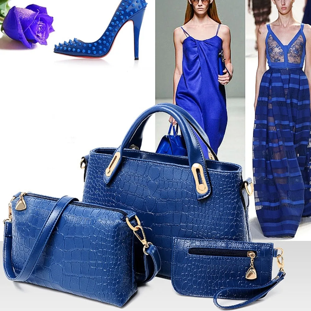 3PCS font b Set b font Luxury Leather font b Handbags b font Women Messenger Bags