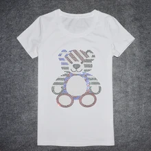 Летние базовые футболки для женщин Алмазный принт мультяшного медведя футболка новая одежда с коротким рукавом для мамы Повседневная футболка