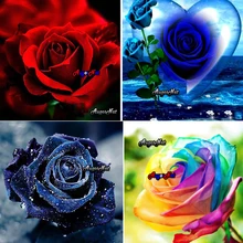 Diy Полная квадратная Алмазная Вышивка Цветы Картина "Алмаз" синяя Роза со стразами dotz гобелен на заказ Свадьба Диаманд мозаика плакат