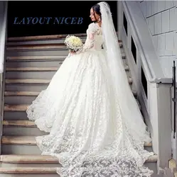 Элегантное свадебное платье vestido de noiva Иллюзия 2019 с длинным рукавом Африканский шар платья для невесты на заказ Свадебный платья