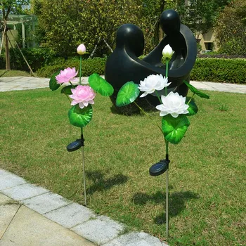 

3 Solar LED Lotus Flower Lights Garden Lawn Outdoor Artificial Lotus Landscape Insert Lights TN88