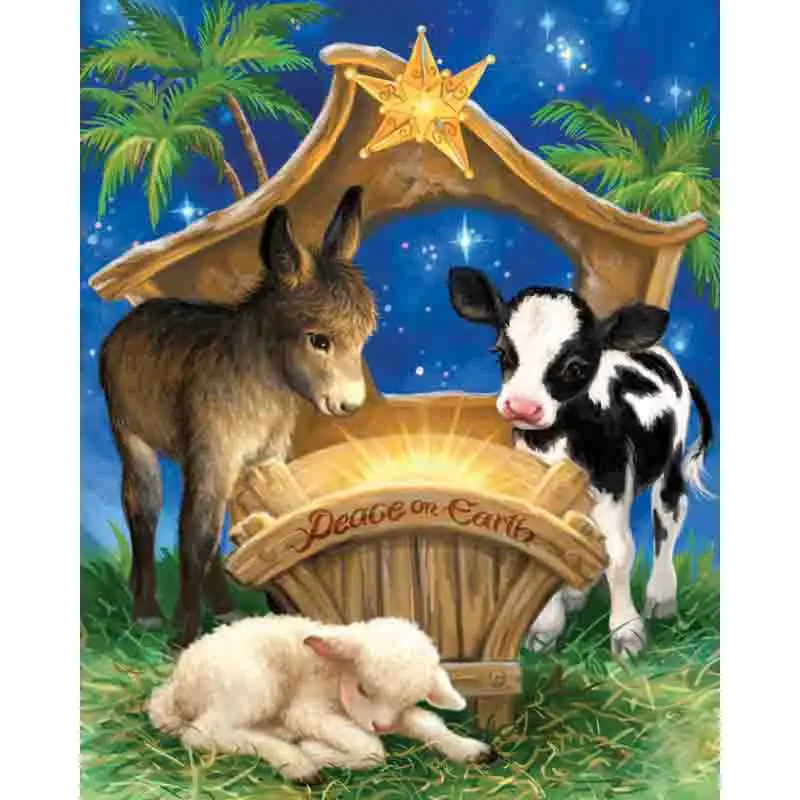 

5D DIY Full Diamond Painting Home Decoration Young Milk Cow & Coconut TreeRhinestone Embroidery Cross Stitch Wall Decoration KBL