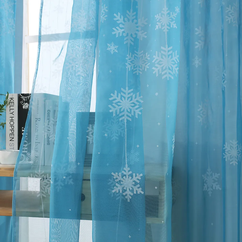 1 шт., рождественские шторы со снежинками, тюль, для обработки окна, вуаль, драпировка, балдахин, для дома, элегантные и романтичные занавески, 80*200 см#1122 A2