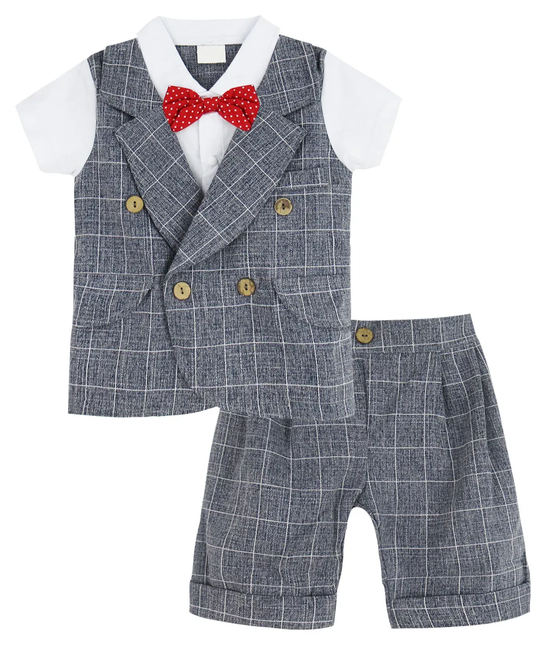 Baby Boy Gentleman Clothes Set Tuxedo Suit with Bow Tie Infant 2 Pieces