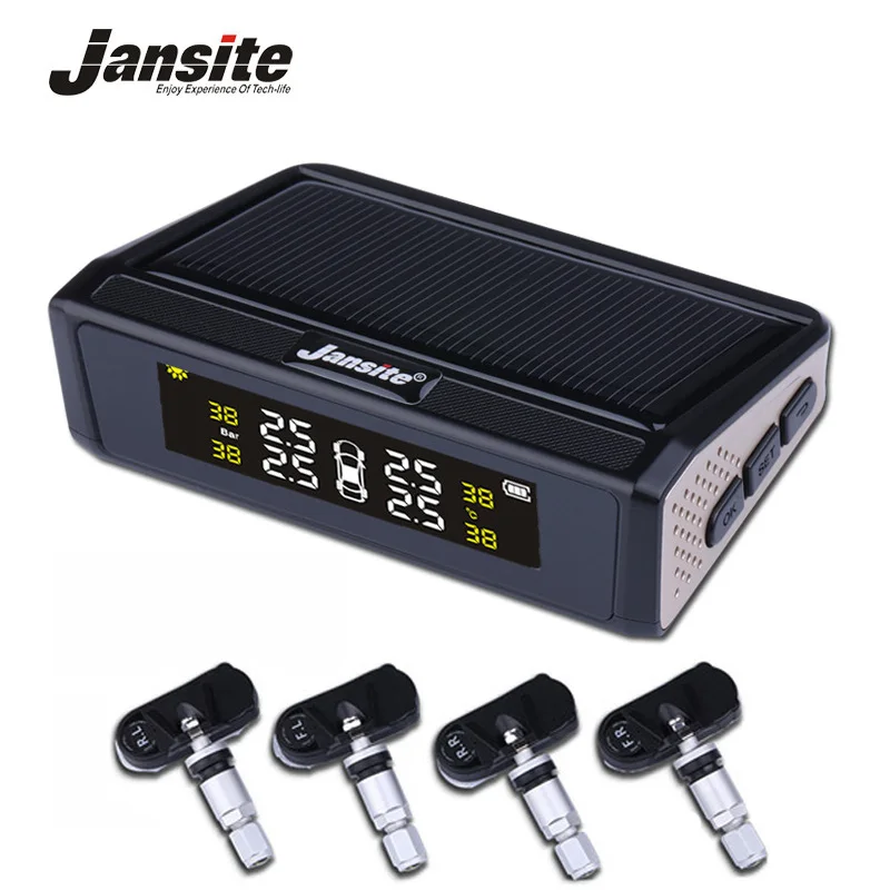 Jansite автомобиль TPMS Солнечный мощность беспроводной шин давление сигнализации мониторы системы дисплей Температура предупреждение о