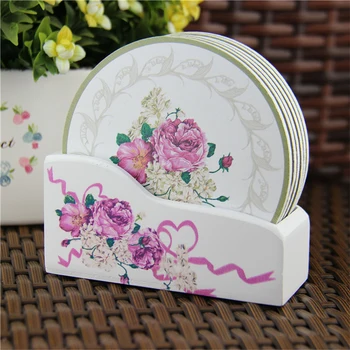 

Wooden Drink Cup Tea Coasters Plate Serving Floral Flower Pattern Decorative Creative Kitchen Gifts 6pcs/lot 11cm