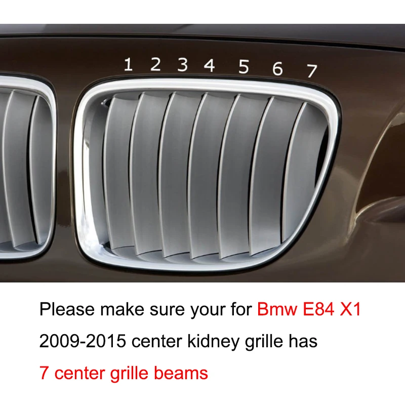 For BMW X1 E84 2009 to 2015 Front Grille Trim Strips Grill Performance Decoration Cover Sticker 3 Colors 3D M Styling 7 Grilles For BMW X1 E84 2009 to 2015 Front Grille Trim Strips Grill Performance Decoration Cover Sticker 3 Colors 3D M Styling 7 Grilles
