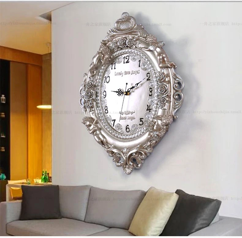 Творческий Европейский ретро стиль Настенные часы Тихий отель украшения дома гостиная кварцевые иглы