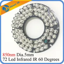 72 LEDS 5mm Infrared IR Illuminator For CCTV HD 2.0MP AHD TVI CVI WIFI 1080P IP Camera 60 / 90 Degree 850nm Bulb 12V DC