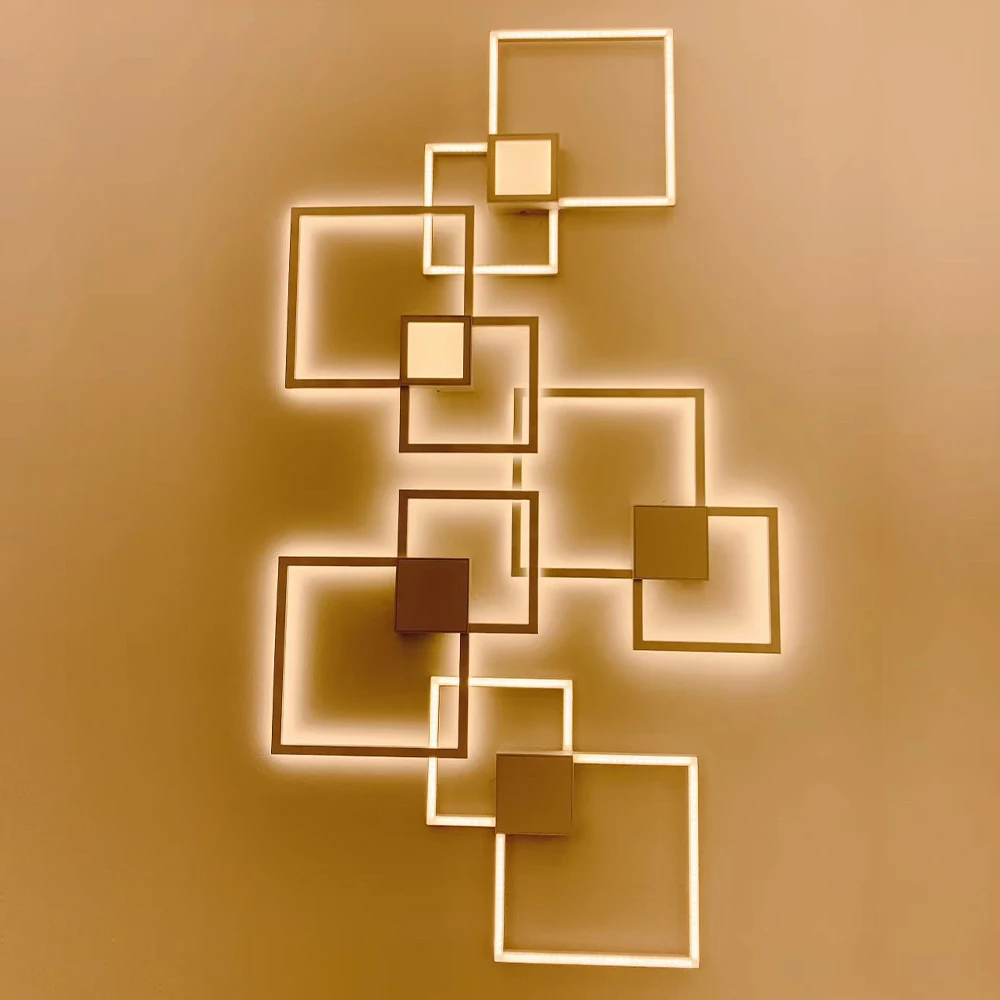 Online Zerouno decorativo moderno LED lámpara de pared luz de fondo de bricolaje interior para el hogar interior TV luces de pared salón sala de estar dormitorio