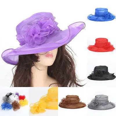 

Women Dress Church Wedding Kentucky Derby Wide Brim Foldable Sun Hat Beach