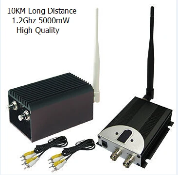 High Quality 1 2GHz 10KM FPV Long Distance Wireless Video Transmitter with 5000mW 8 channels Camera