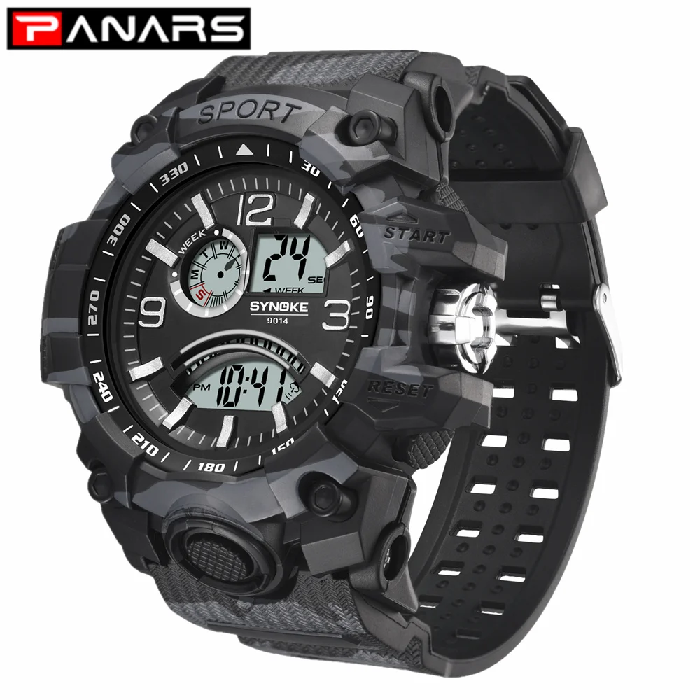 SYNOKE Hot Mens Digital Watches Sport Multi-functional LED Military Watch Men Fashion Casual Outdoor Big Screen Dual Display New
