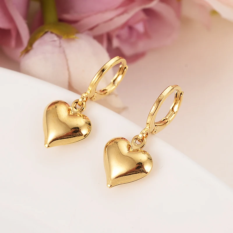 Gold Heart Drop Earrings Women Love Trendy Fashion Jewelry Love Trendy Fashion Jewelry