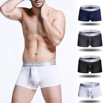 

LAAMEI 4 Pack Mens Physiological Health Boxer Solid Hollow Out Separates Scrotum Design Modal Cotton Underwear Sexy Underpants