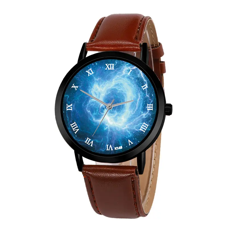 

Lightning Storm Watch Casual Quartz Space Leather Strap Astronomy Planets Unisex Classy Creative Analog Watches Montre Femme