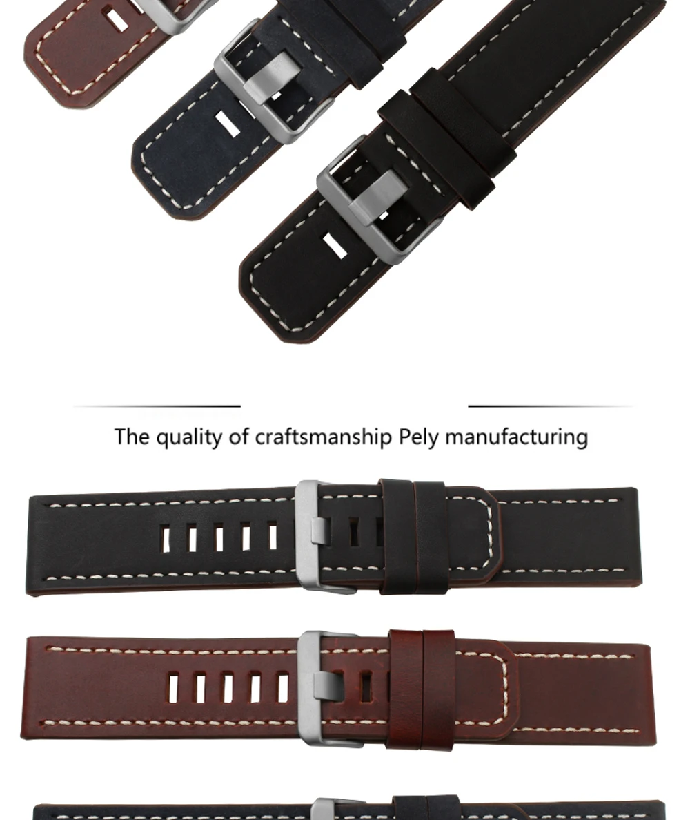 PEIYI replacement leather watchband for Garmin Fenix 3 26mm black brown genuine leather strap with tools and connecting rod