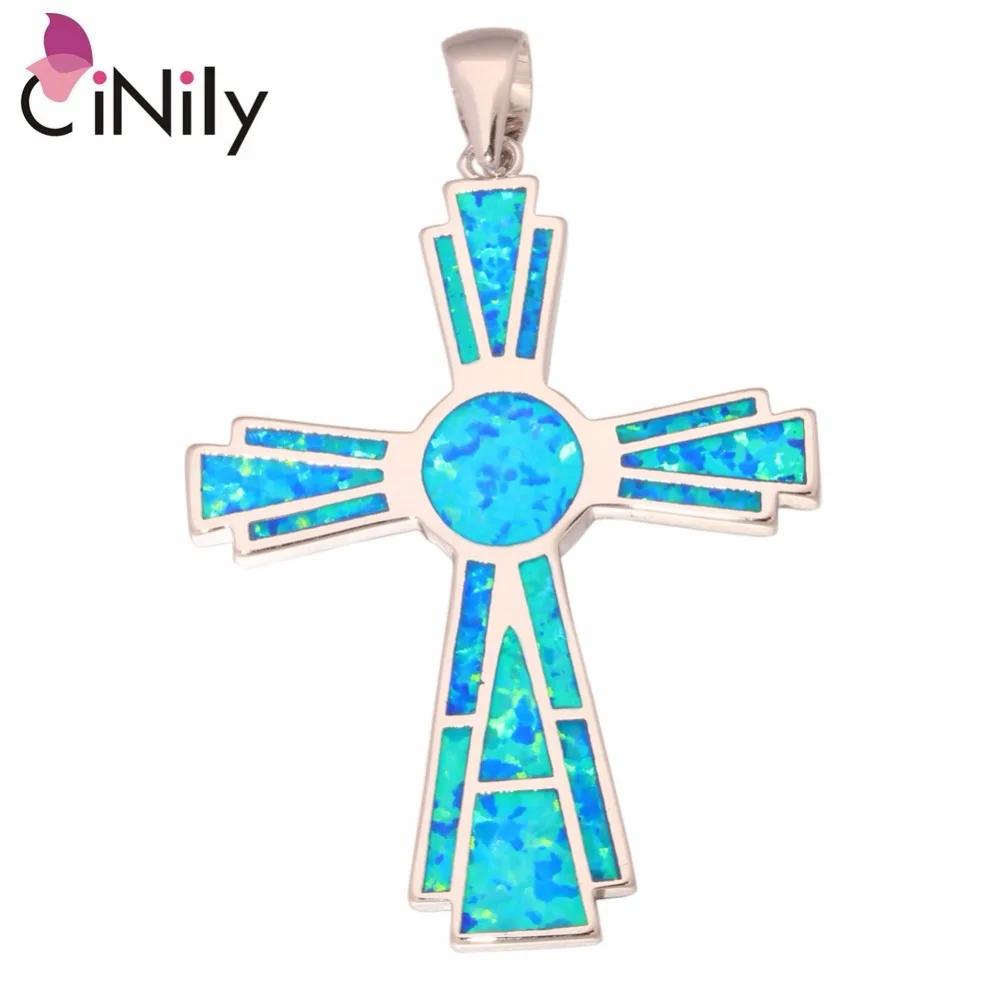 

Christmas Gift ! Wholesale & Retail For Women Jewelry Blue Fire Opal 925 Sterling Silver Plated Pendant 1 7/8" OD3971
