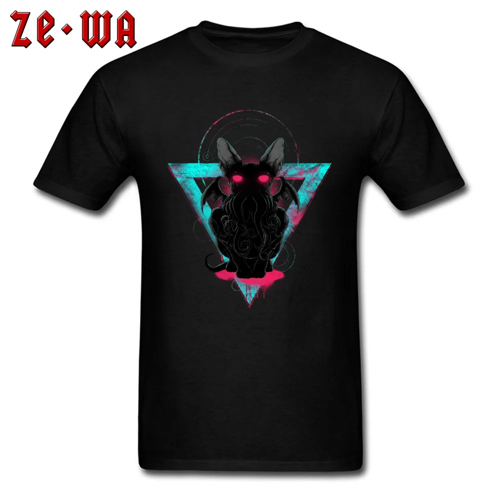 Cathulhu II 100% Cotton Fabric Mens Short Sleeve Tees Printed Mother Day T Shirt Casual Tops Tees 2018 Hot Sale O-Neck Cathulhu II black