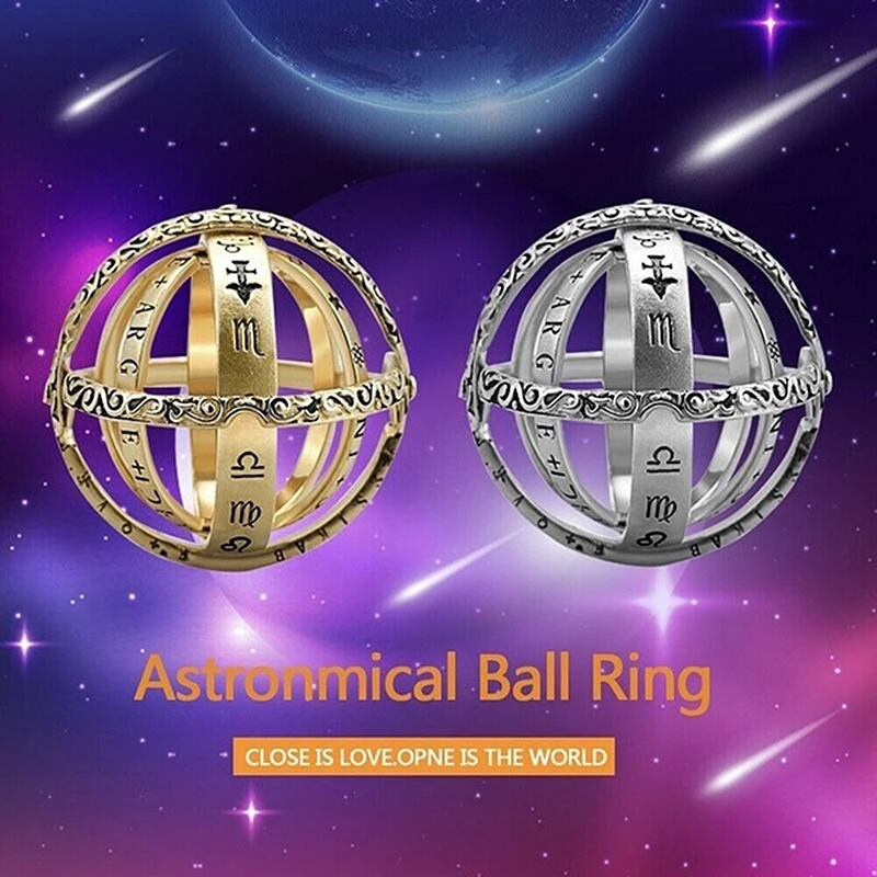 Креативное кольцо с астрономическим шаром для мужчин, вращающееся кольцо-раскладушка, Вселенная Сфера, кольцо созвездия для женщин, ювелирное изделие Z5W773