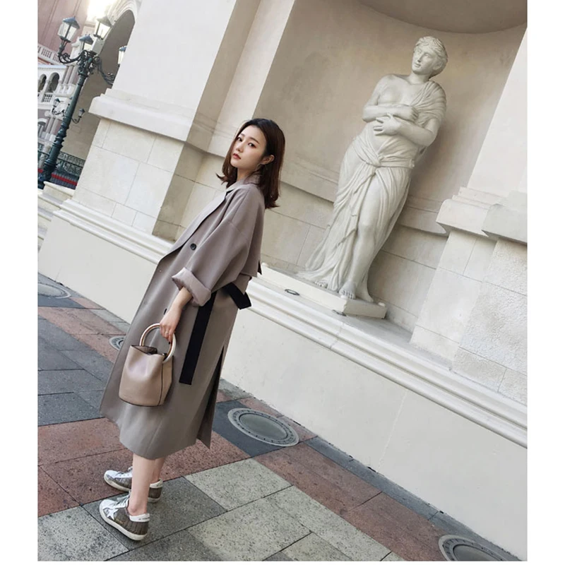 Printemps Nouvelle Femmes Lâche Version Coréenne Long Blousons Longue Manteaux Taille vent Femme De Et La Trench Grande Automne Coupe 5wtYqd