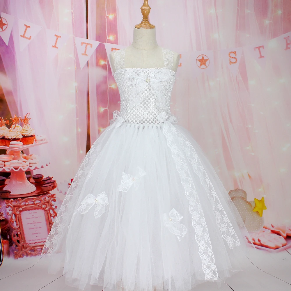 

new arrival summer kids dresses for girls baby girls white wedding flower dress vestidos Festival party clothing photo prop tutu