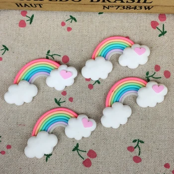 

10Pieces Flat Back Clay Cabochon Kawaii Miniature Rainbow DIY Flatback Scrapbooking Accessories Embellishment Crafts:30*62mm