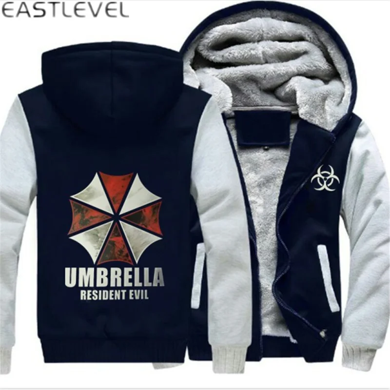 

Dropshipping Game Umbrella Resident Evil For Mens Hoodies Zipper Sweatshirt Jacket Winter Warmth Fleece Thicken Jacket Coat