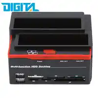 SATA USB2.0 Card Reader All In 1 HDD Docking Station External HDD Box 2.5" 3.5" IDE Two External Storage Enclosure for Computer