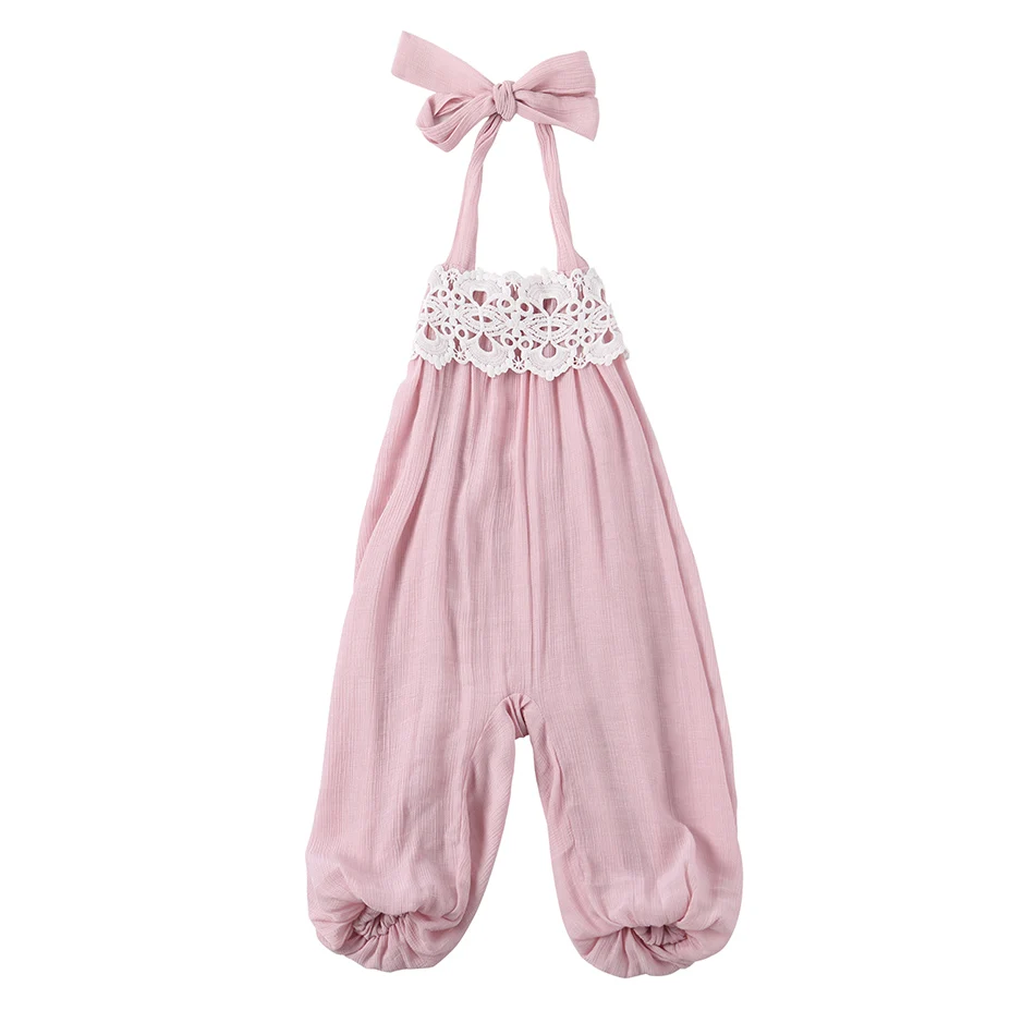 

New Arrival Backless Belt Baby Girls Romper Sleeveless Lace Clothes Overalls for Toddlers Kids Cute Summer Outfits