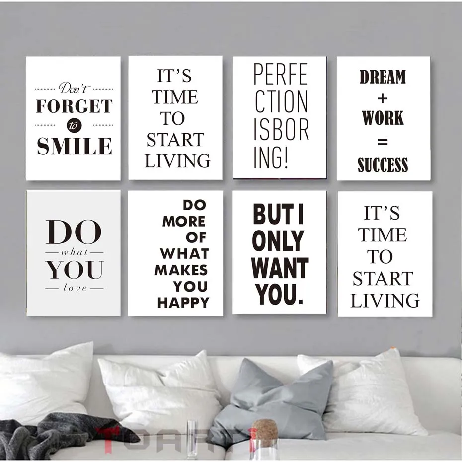 Dream Work Success Life Quotes Wall Art Muals For Living Room Home Decor Modular Wall Picture Canvas Painting Poster&Art Prints