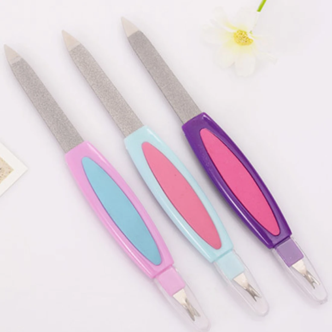 Top 1Pc Random Color Dual head Metal Sanding Shaping Stick File Buffer and Dead Skin Cuticle