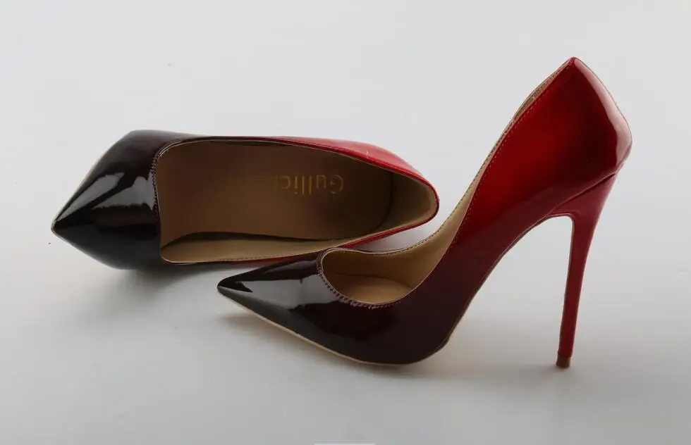 Черные туфли-лодочки из лакированной кожи; модельные туфли на высоком каблуке-шпильке с острым носком; модные офисные женские туфли ярких цветов; модельные туфли для вечеринки; 120 мм - Цвет: as picture