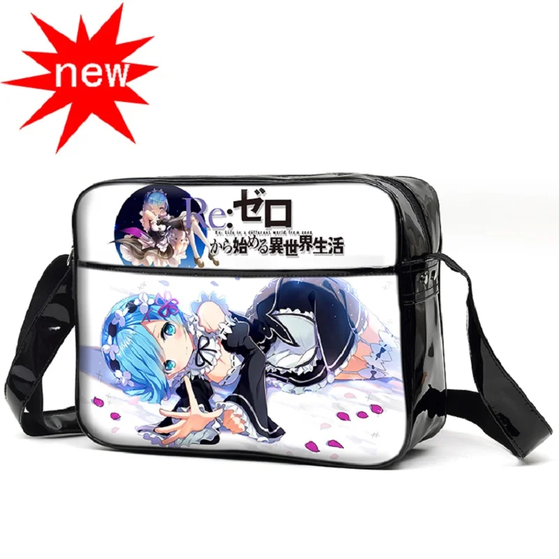 

HIGH Q pu leather anime Relife in a different world from zero cosplay unisex girls and boys student messenger bag