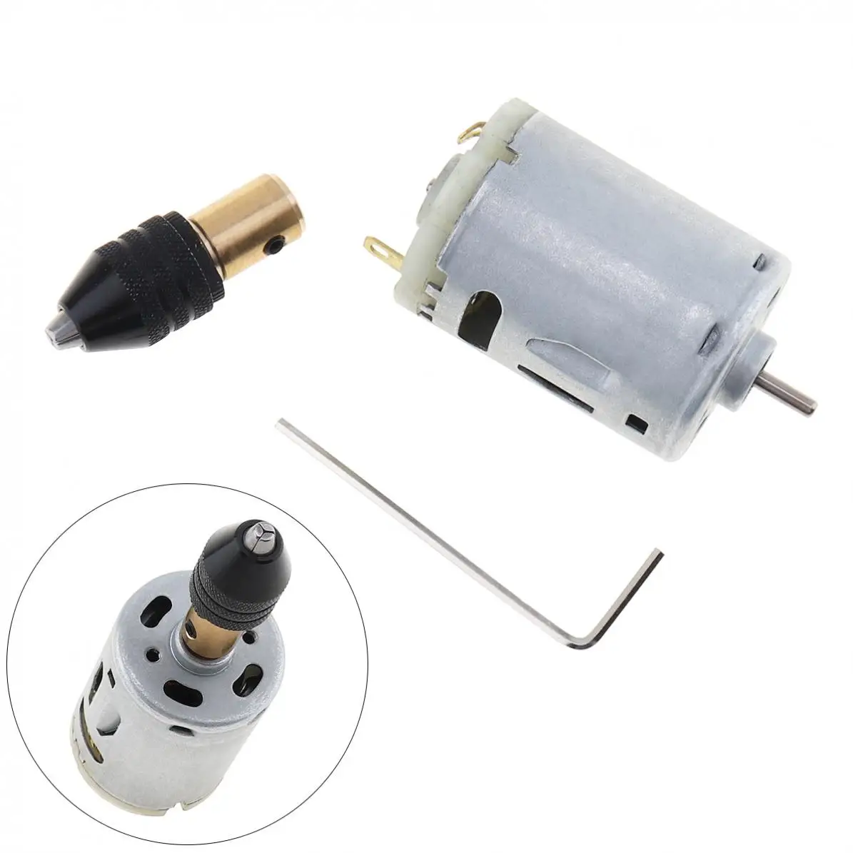 

PCB Wood Plastic Cardboard Hole Saw DC 12-24V Mini 385 Motor Hand Drill with Multifunction Three-jaw Chuck and Wrench