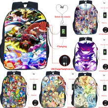 Pokemon GO USB зарядка школьная сумка Пикачу для мальчиков и девочек школьная сумка Eevee usb зарядка школьный рюкзак модный рюкзак с покемоном Gengar