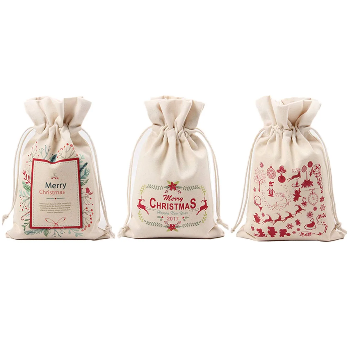 

Christmas Gift Bags,Drawstring Organza Gift Packages Santa Sack Wedding Candy Wrap Bags, 9.5inch x 6.3inch Reusable Linen Pouch