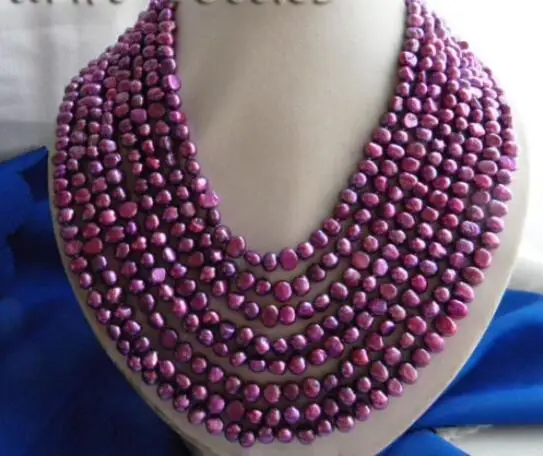 

Hot sale new Style >>>>> 8Strands 17''-24'' 6mm Purple Baroque Freshwater Pearl Necklace