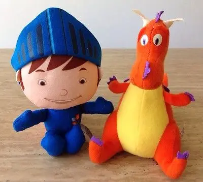 3pcs 7" Mike The Knight Mike & Evie & 6" Sparkie Orange Dragon Stuffed Plush Gift